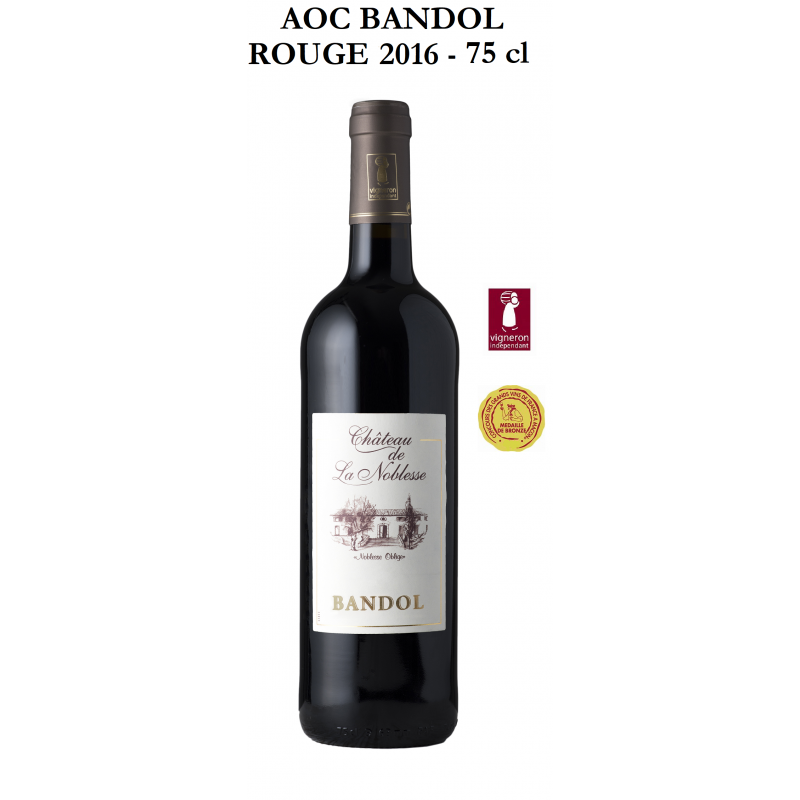 Vins rouges AOC BANDOL du Château de Noblesse - Cuvée Noblesse 2016